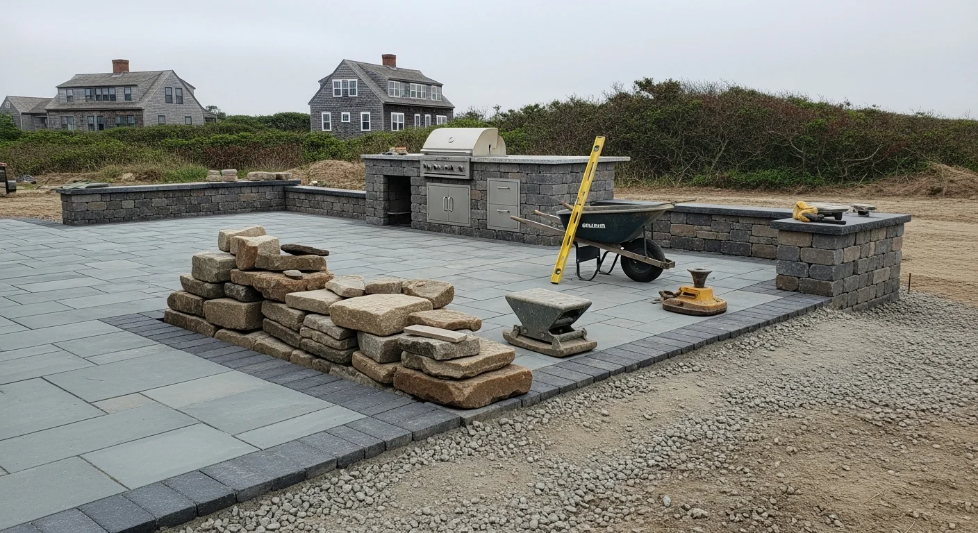 Custom patio and outdoor kitchen hardscape installation