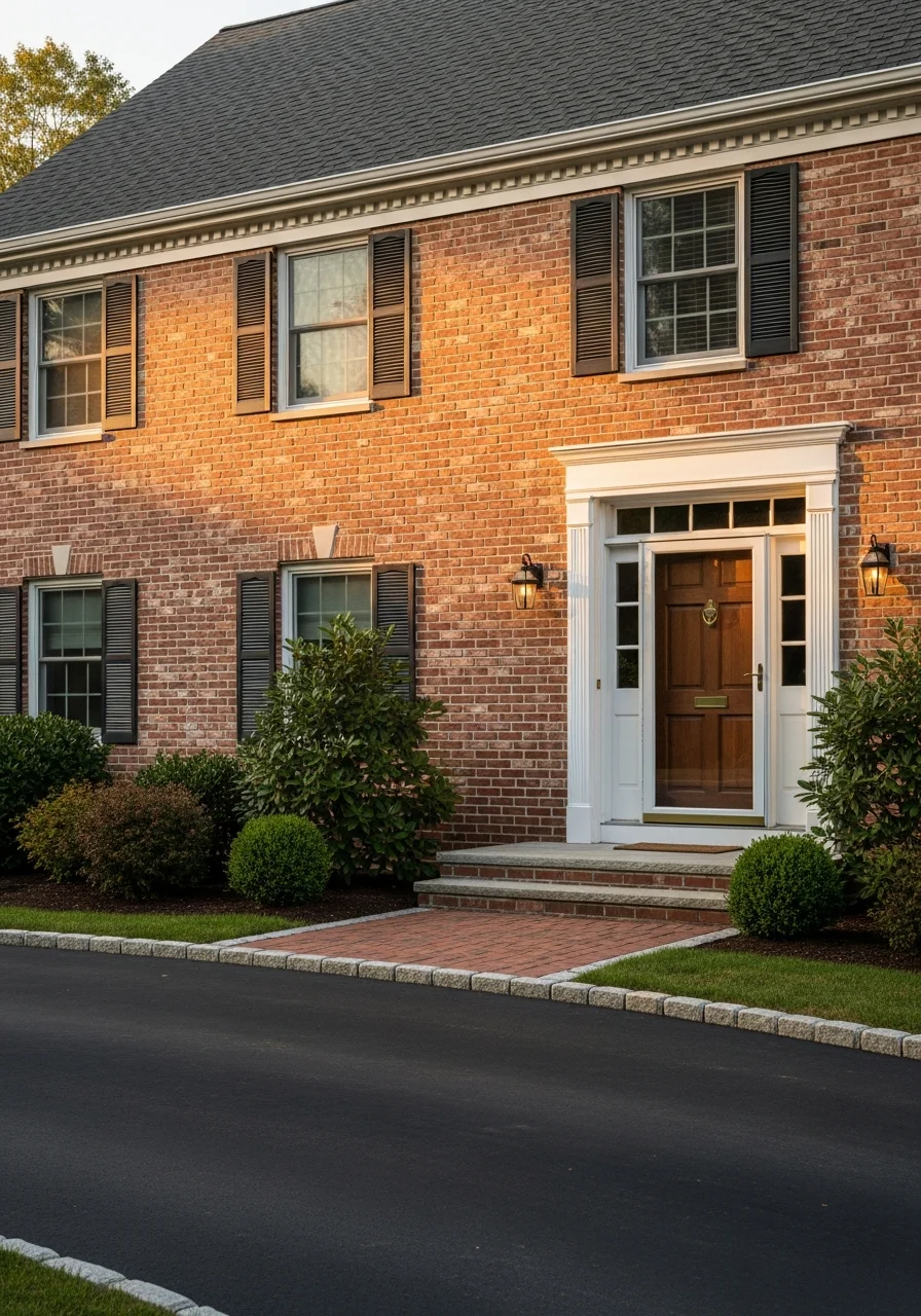 Lincoln home's entrance detail showing quality finishes and welcoming curb appeal.
